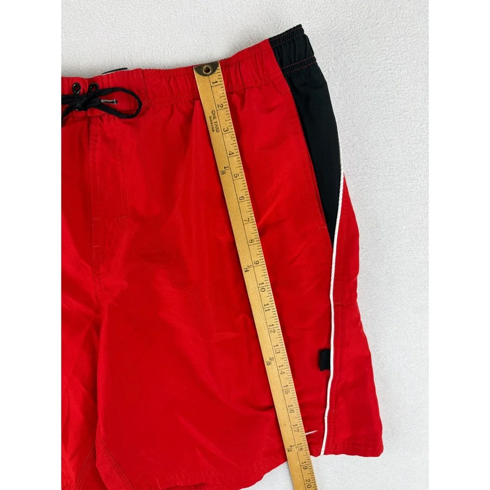Nike Swim Trunks Mens XL Red Black‎ Board Shorts Mesh Lined Drawstring Logo